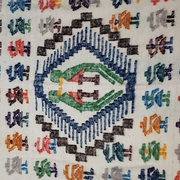 ❤ VINTAGE | Peruvian Wool Blanket Large Heavy Slubby Fringe - Picture 15 of 15